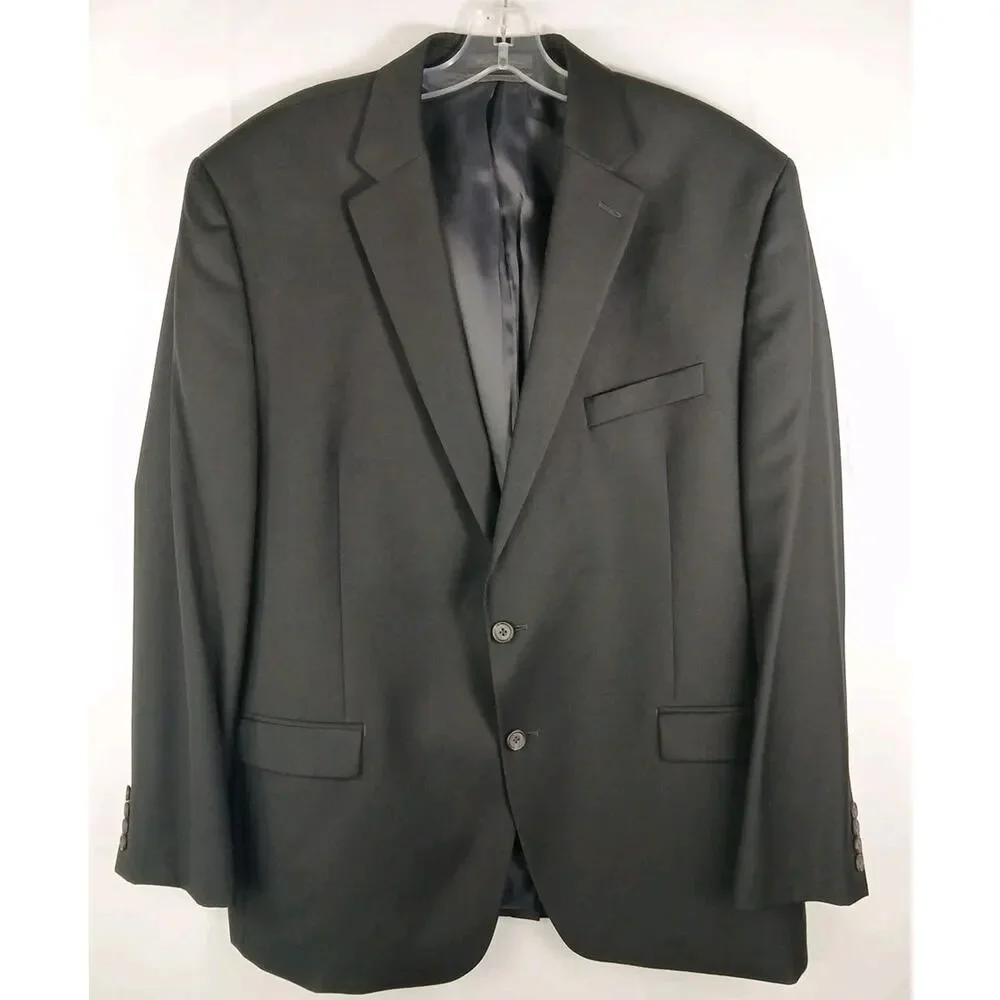 Lauren Ralph Lauren Suit Jacket Men’s 46R Solid Black Wool Blazer Black RN69456